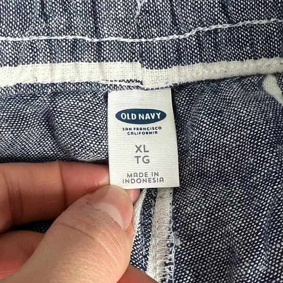 Old Navy • Linen Wide Leg Blue Stripe Pants - Picture 4 of 6